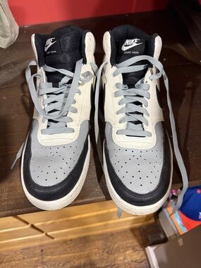 Nike Court Vision Mid Sneakers in Gray/Black/Cream